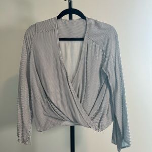 Blue life striped twist front V neck